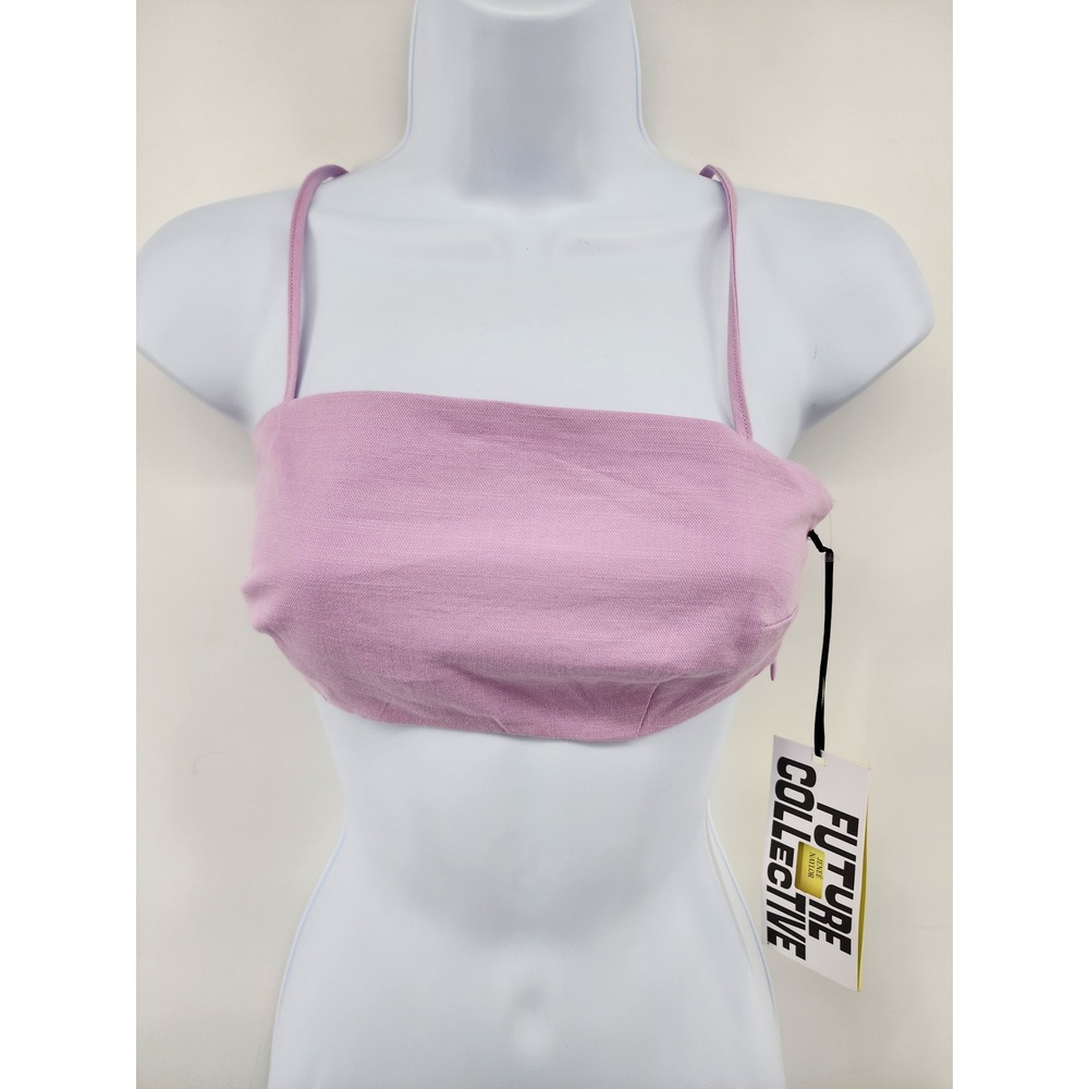 Future Collective Jenee Naylor Lavender Cropped Strappy Bralette Top XXS‎ New